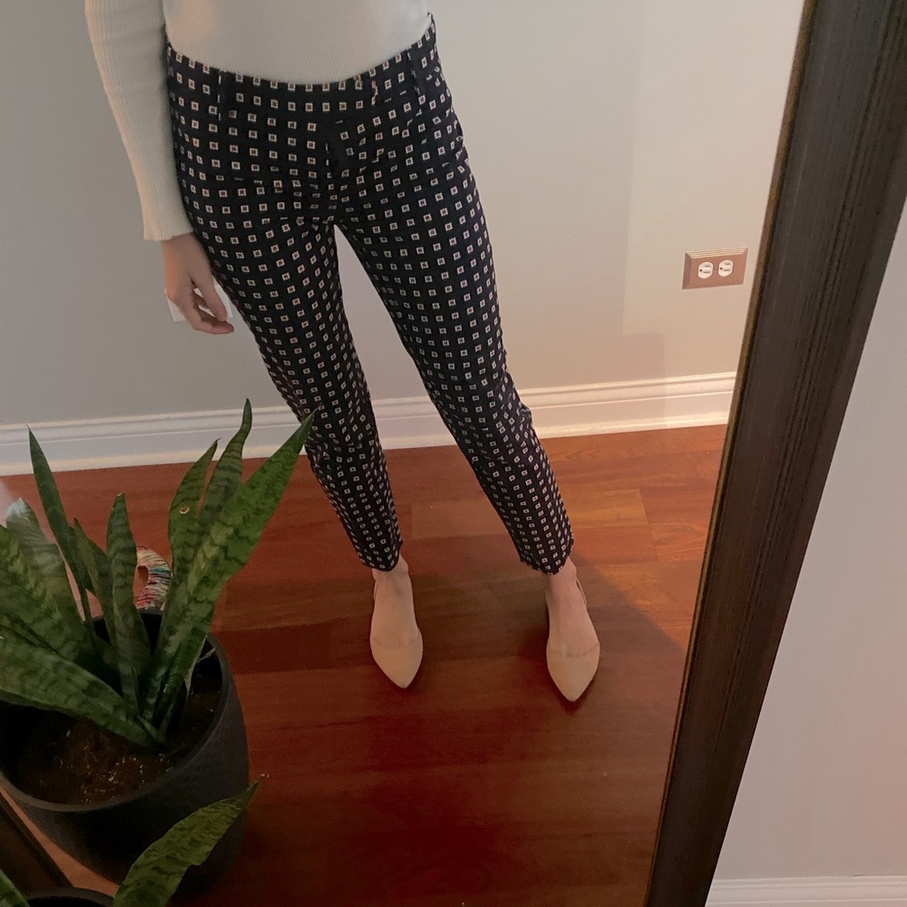Dark blue patterned slim work slacks by Gap
